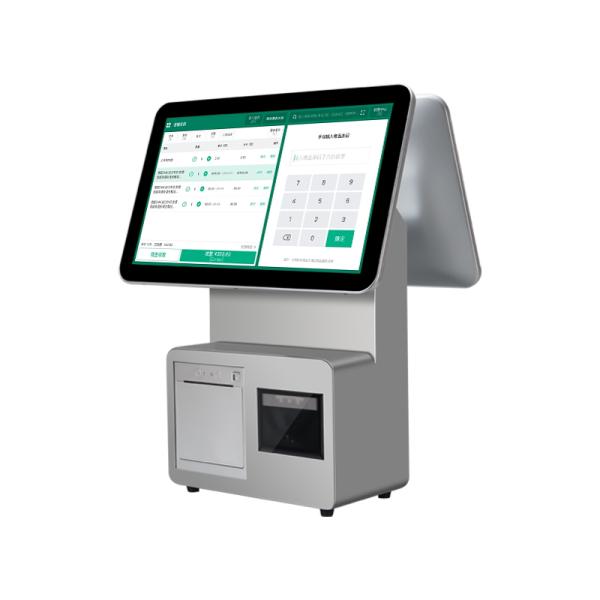 15.6インチ デュアルスクリーン POS キャッシュマシン I3 プロセッサー 4+64GB 小売 POS システム スーパーマーケット POS ターミナル
