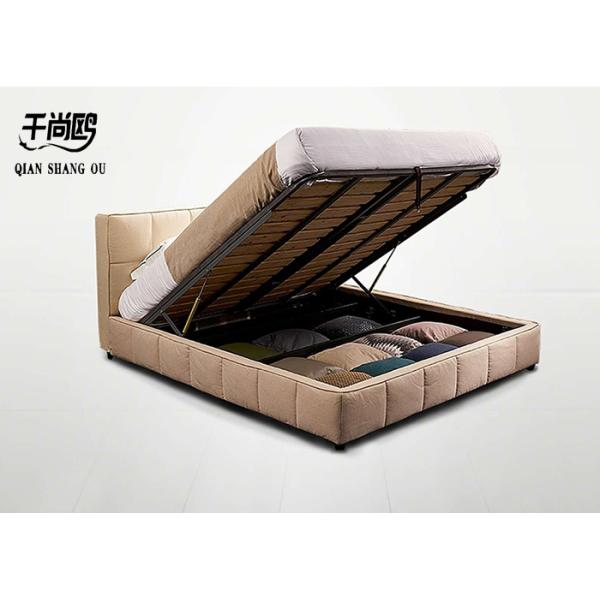 Ivory White Oversized Bedroom Storage Bed Casual Style fabric Material