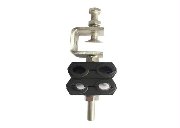 Underground Railway Double Hole Coaxial Cable Clamps Hold 4 X (9 - 14mm) Cables