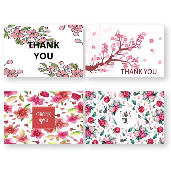 Floral Paperboard Recordable Greeting Card Custom Thank You Note Cards