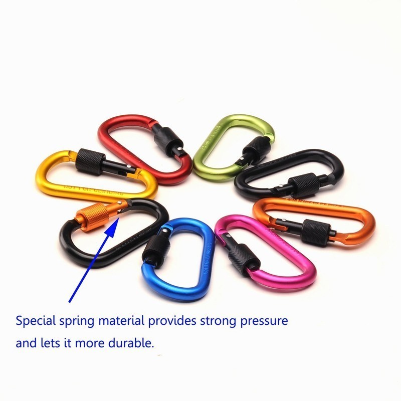 D Shape Aluminum Keychain Carabiner Clip with Screw Lock Keep Your Keys Safe and Secure