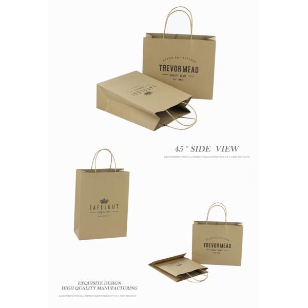 Custom Printed Kraft Paper Packaging Bags / Brown Paper Gift Bags Cmyk Printing