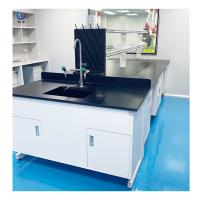 Banco de laboratório de aço branco 2 prateleiras 4 gavetas para laboratório