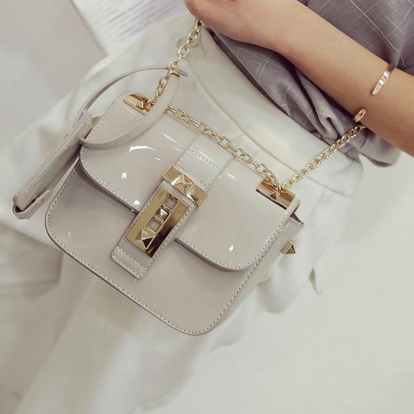 2016 spring new jelly small square package European and American fashion women lock chain shoulder bag Messenger bag