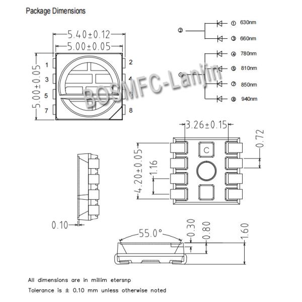 5050 IR LED Chip SMD Multi Color Combined 630nm 660nm 830nm 850nm 940nm Для медицинской косметической терапии