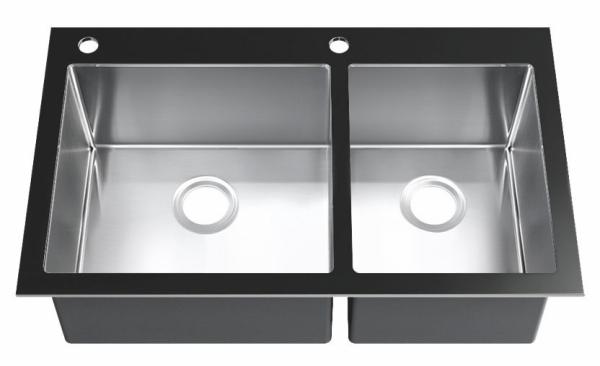 Topmount Kitchen Sink With Drainboard 33''X20''X10'' For Bathroom
