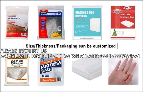 Queen Big Size Gusset Custom Polythene For Storage Plastic Furniture Matress King Size Mattress Bag For Quee