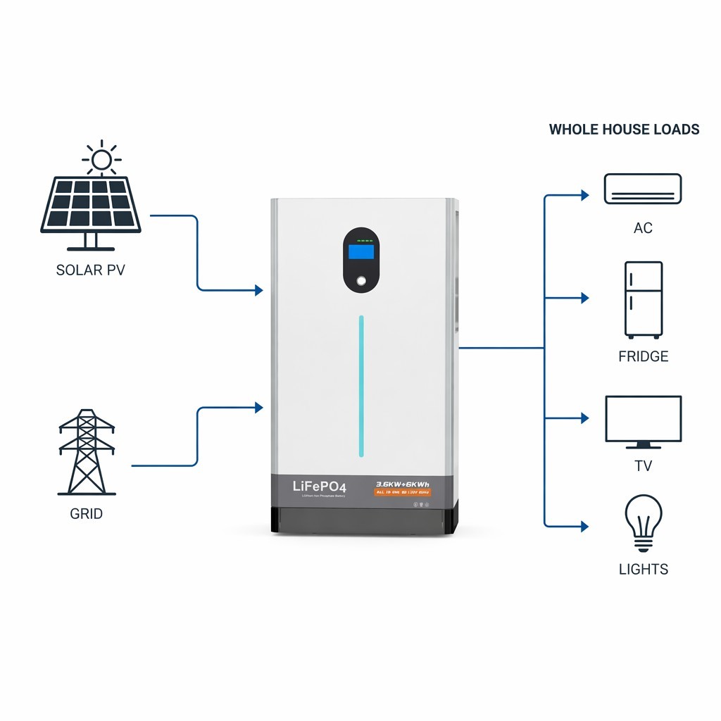 Series 51.2V 100Ah 200Ah Wall-Mounted LiFePO4 Battery 5kWh 10kWh Solar Energy Storage System for Home Tianon