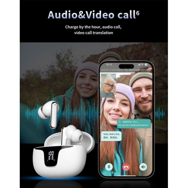 BT5.3 V19 Wireless Smart Translation Earphones Support 200+ Countries And Regions
