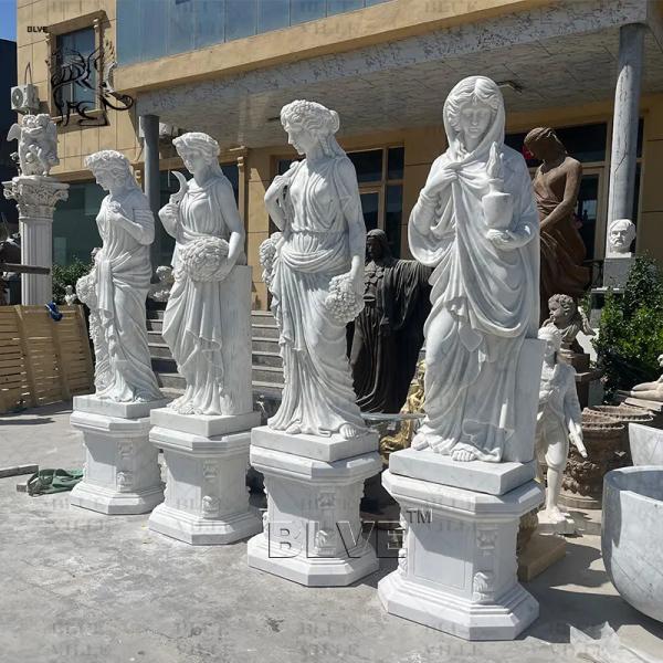 Four Seasons Goddess White Marble Sculpture Ancient Greek Lady Statue Garden Stone Carving Life Size Outdoor