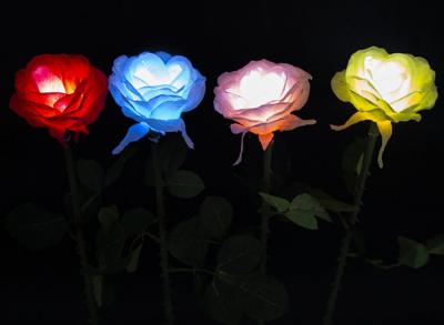 LED Silicone Rose Lights Lawn Simulation Flower Lamp Garden Courtyard Beautiful Display Bright Landscape Decorative