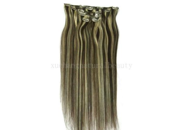 OEM Straight Human Real Hair Clip In Hair Extensions for Female 613 color in stock