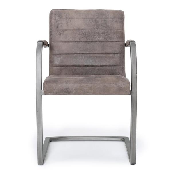 U Shape Microfiber Foam 850mm Metal Armrest Leisure Dining Chair