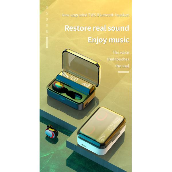 Flip In Ear Bluetooth Earphone Power Bank 20Hz 3.7V Black White color