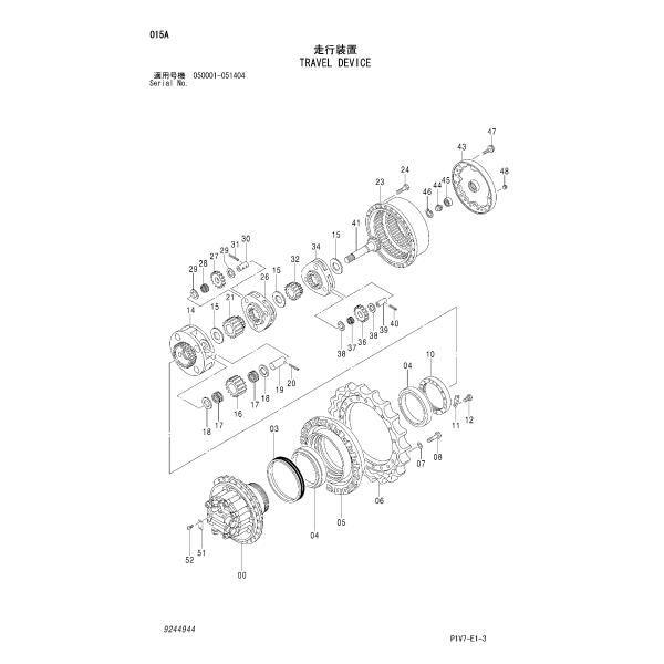 9281921 9251699 9251477 Excavadora motor de accionamiento final para Hitachi Zx330-3 Zx350