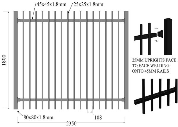 3 Rails PVC Coated Black Garrison Fence Panels Hercules Tubular Steel Fence