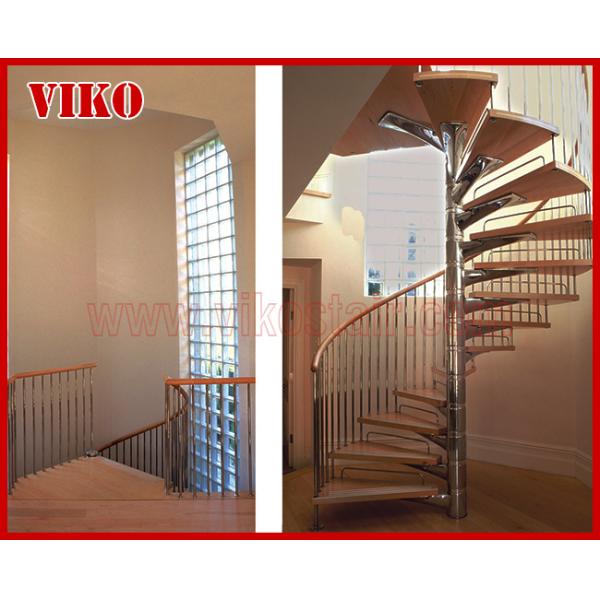Spiral StaircaseVH39S Tread Beech  Aluminum  Baluster  Stair Curved Glass Handrail 304 Stainless Steel