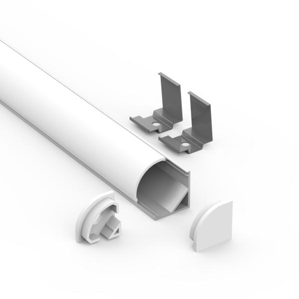 Surface-Mounted LED Right-Angle Aluminum Corner Profile with 45° Diffuser