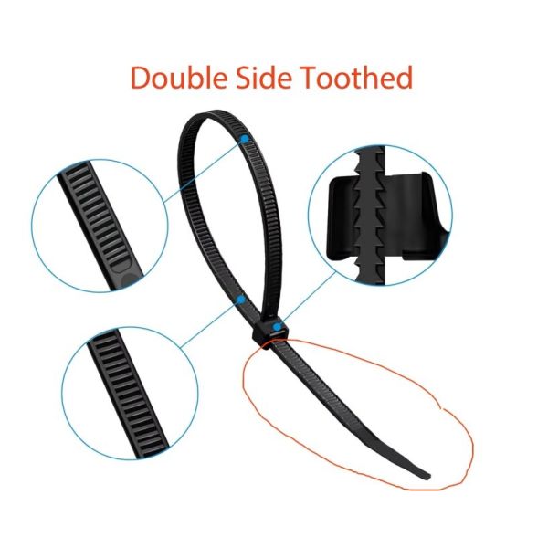 High Quality Self-Locking Nylon Cable Ties Double-Sided Tooth Zip Ties Made of Pure Nylon66 OEM/ODM