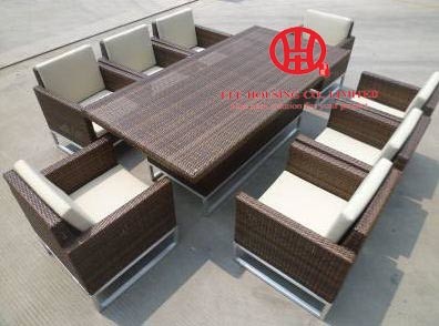 Fashion Rattan Table Dining Set, high quality rattan dining pool table