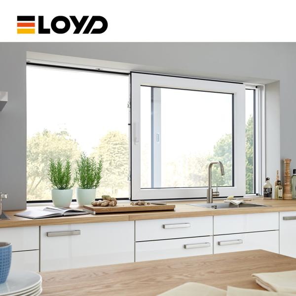 Ventana corredera de aluminio de doble tramo con ventilación cruzada