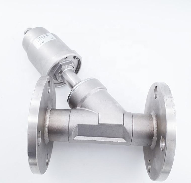 Flange Type Pneumatic Angle Seat Valve 304 Stainless Steel High Temperature Steam Control Valve