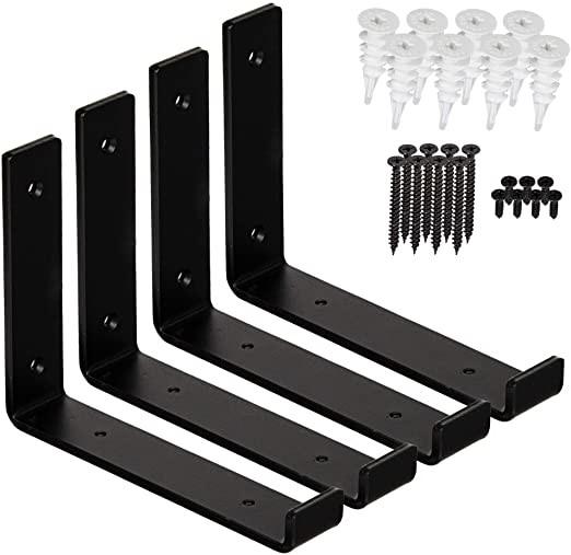 DIY Floating Shelf Black 12 inch J Shelf Bracket with Lip Hook Process Deep Drawing