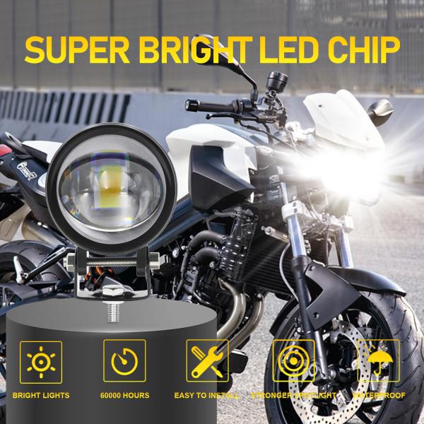 Aluminum White Yellow Direct Light 30V LED Spot Lights Motorcycle