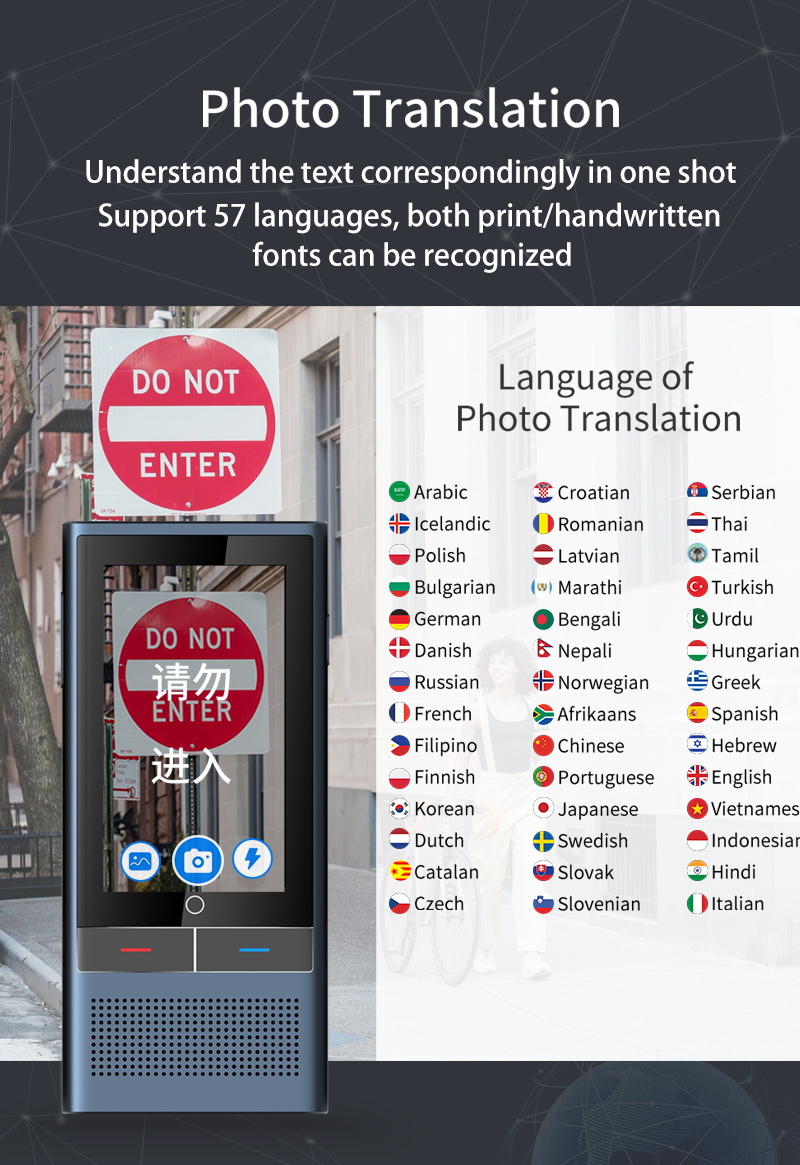 Multi Languages 4G Simcard Translator Online / Offline Two Way Voice Translator For Study Travel
