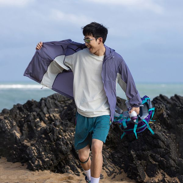 Men Breathable Quick Dry UV Protection Hooded Jacket for Outdoor Beach Surf Trip