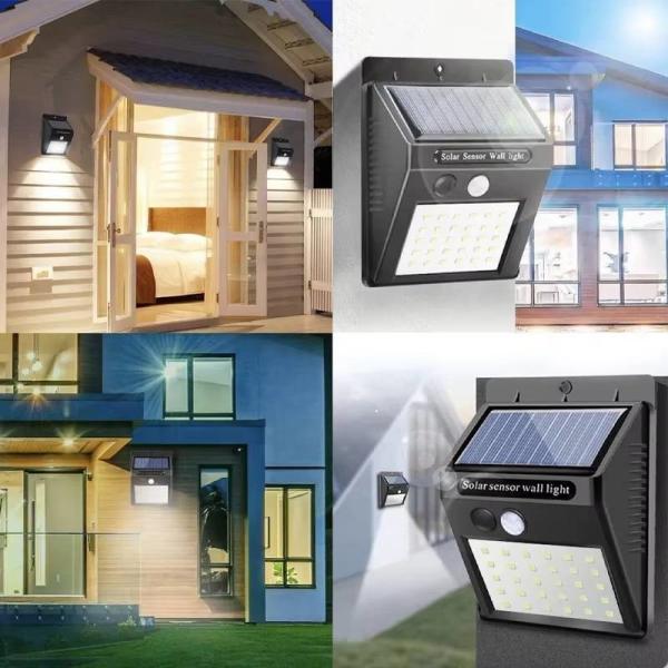 Lámpara de pared solar LED Escalera exterior IP65 resistente al agua Sensor de movimiento Luz de pared