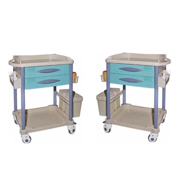 Carro de acero plástico del tratamiento médico de la capa doble 930m m de la sobremesa del ABS