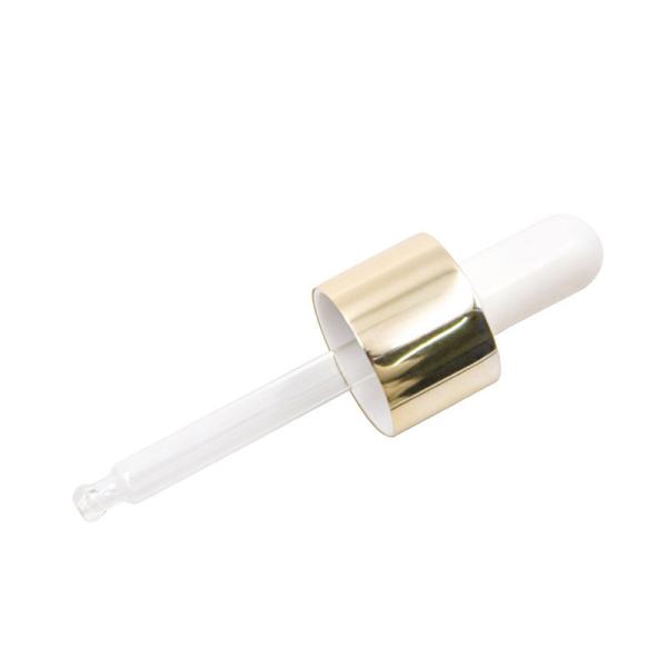 Anodized Gold Center Ring Plastic Bottle Dropper White Rubber Nipple Burette