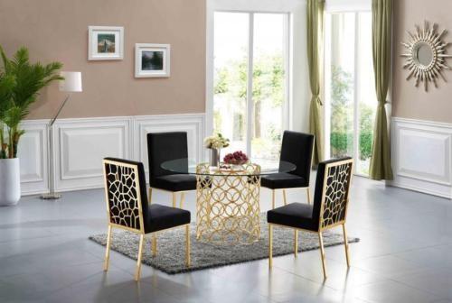 Leisure Golden Stainless Steel Velvet covered Dining Chair upholstered