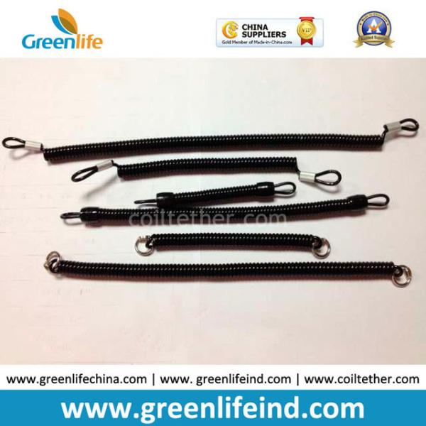 Top Quality Blue TPU Coated Safety Elastic Coil Cord Rop Key Ring Accessory Full Stretched Length 1M