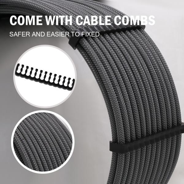 Hot Selling Arc Cable Cotton Sleeved Computer PC ATX Used Male to Female Stripped Curved Extension Cord 18AWG 300mm