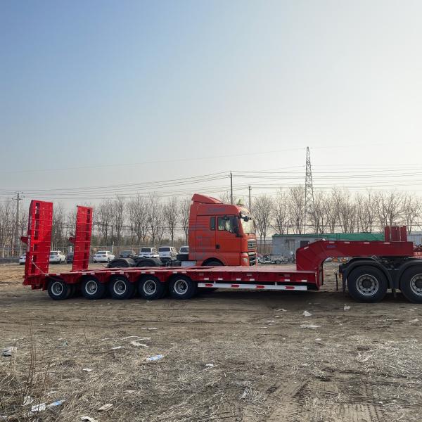 Multiple Axles Gooseneck Low Flatbed Semi Trailer with Steel Material and 8.25-20 Tires