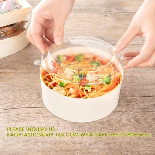 34 Oz Deep Round Wooden Containers - Containers Sold Separately, Clear Plastic To Go Box Lids
