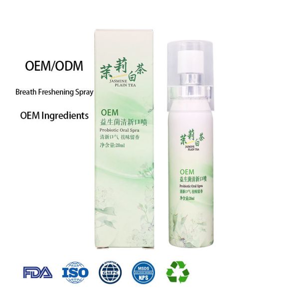 Custom Portable Oral Spray Eliminates Odors Cool and Long Lasting White Jasmine Flavor Breath Freshener for Outdoor Travel