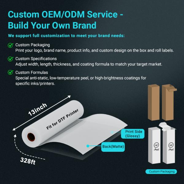 Premium DTF Film A3 A4 Roll 30cm 60cm Heat Transfer PET Film Double Sided Matte Cold Hot Peel for DTF Printer T-shirt Printing