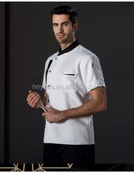 New styles Hot Sale Short Sleeves Black white Chef Coat for Hotel Chef Jacket Uniform