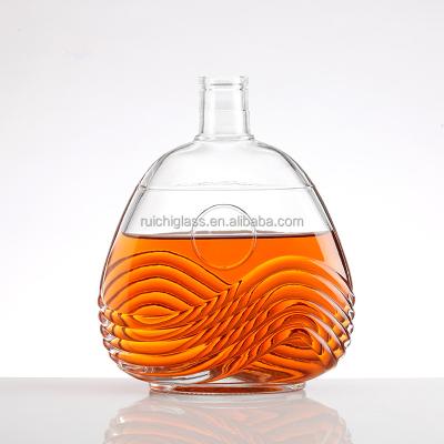 Collar Material Aluminum Plastic PP 350ml 500ml 750ml Brandy Glass Bottles with Cap