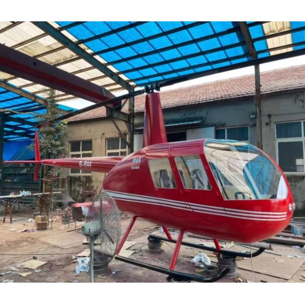 Fiberglass Helicopter Sculpture with Handmade Welding and Customizable Design for Outdoor Display