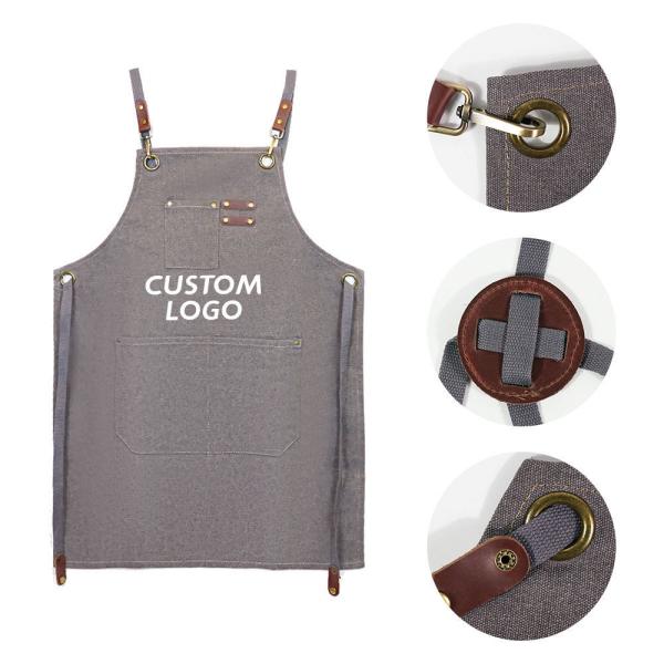 Custom Logo Cross Back Cotton Apron for Kitchen Chef in Bulk Order Supply Purchase