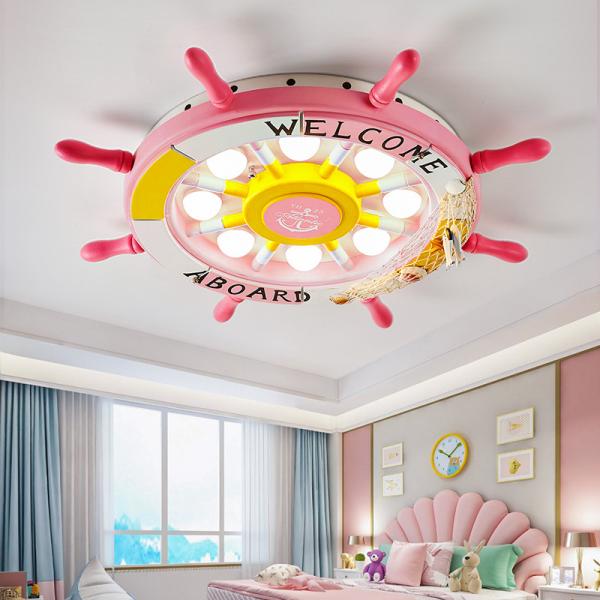 Mediterranean sea rudder Kids room nursery lamp home bedroom decor smart round ceiling light(WH-MA-171)
