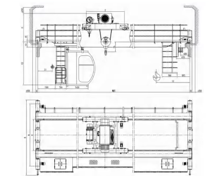 30 Ton Lifting Capacity Double Beam Box Overhead Crane with Ground and Remote Control for Construction
