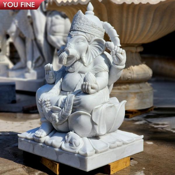 Classic Natural Stone Hand Carved White Marble Ganesha Statue