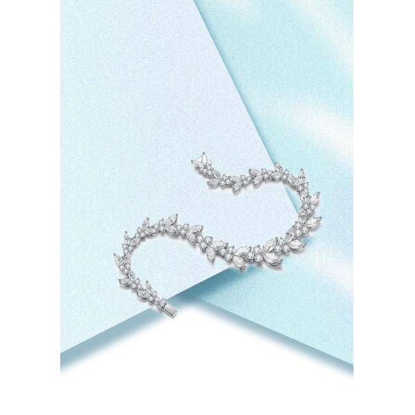 18K золотой пшеничный ухо Моссанитовый теннисный браслет для помолвки