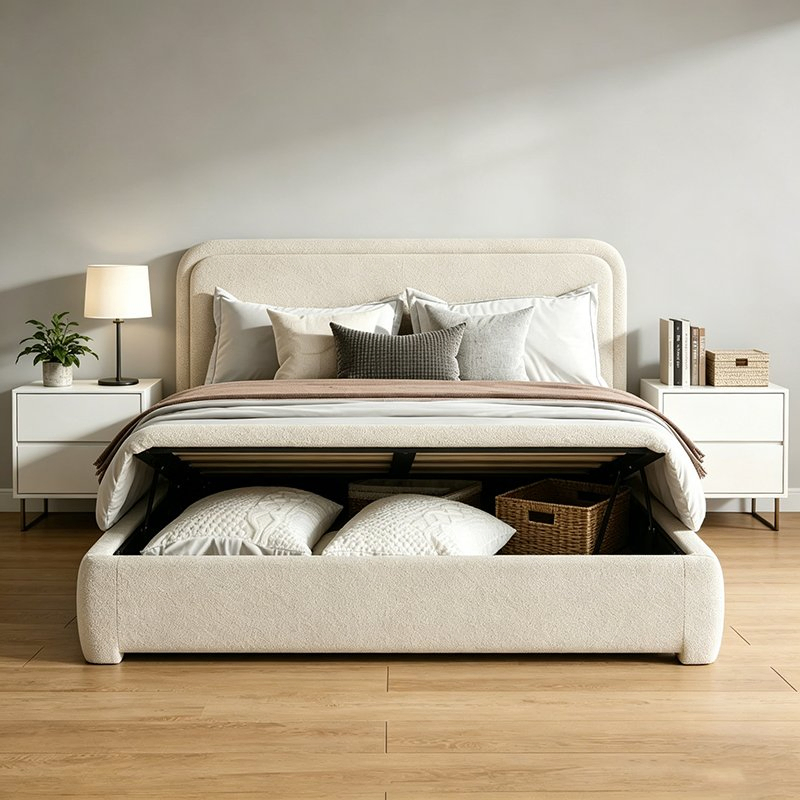 Premium King Size Bed with Wooden Structure and Hydraulic Storage