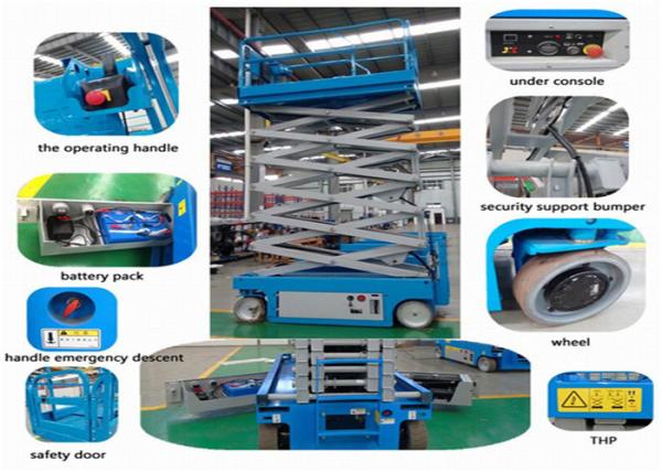 Small Skylift Mechanical Scissor Lift , Auto Scissor Lift Drive Speed Interlock Limits